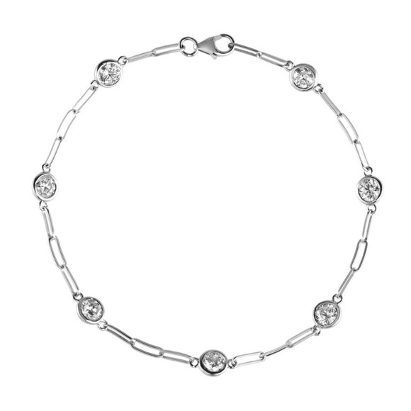 14K Gold Diamond Paperclip Chain Bracelet | White, Rose, or  0.50 Carat Natural Diamond Paper Clip Bracelet G SI 14K White Gold 7\'\'